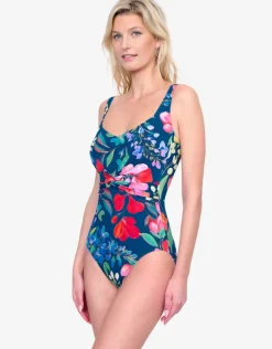 Gottex Garden Dream Shaped Square Neck Swimsuit - Multi Navy Fashion