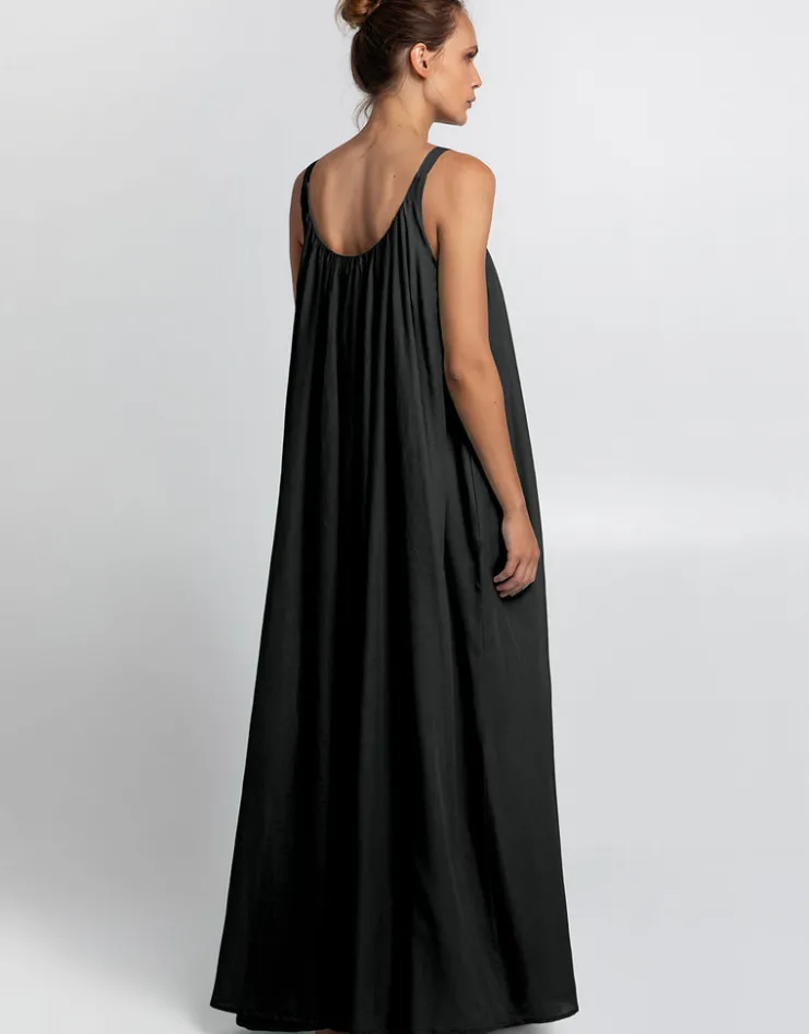 Greek Archaic Kori Gathered Maxi Dress - Black Sale