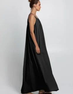 Greek Archaic Kori Gathered Maxi Dress - Black Sale