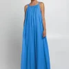 Greek Archaic Kori Gathered Maxi Dress - Blue Raf Fashion