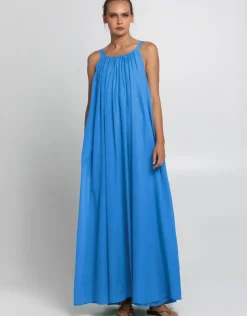 Greek Archaic Kori Gathered Maxi Dress - Blue Raf Fashion