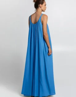 Greek Archaic Kori Gathered Maxi Dress - Blue Raf Fashion