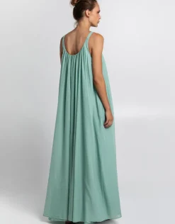 Greek Archaic Kori Gathered Maxi Dress - Sea Green Hot
