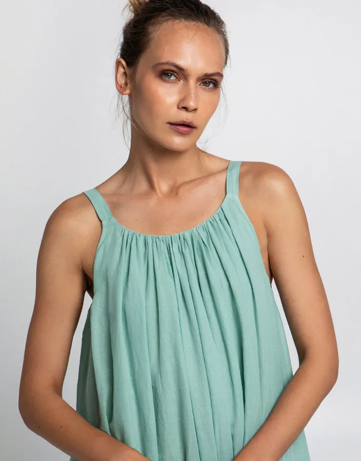 Greek Archaic Kori Gathered Maxi Dress - Sea Green Hot