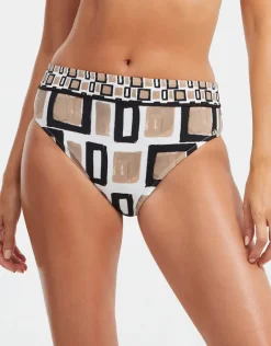 Nuria Ferrer Geo Maxi Bikini Pant - Black White and Gold Outlet