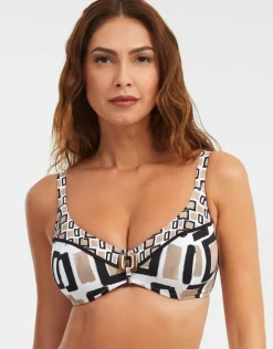 Nuria Ferrer Geo Underwired Bikini Top - Black White and Gold Hot