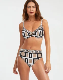 Nuria Ferrer Geo Underwired Bikini Top - Black White and Gold Hot