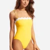 Seafolly Gia Ric Rac Bandeau Swimsuit - Citron Clearance