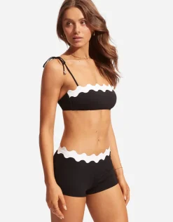Seafolly Gia Ric Rac Boyleg Bikini Pant - Black Discount