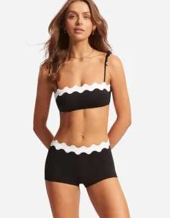 Seafolly Gia Ric Rac Boyleg Bikini Pant - Black Discount