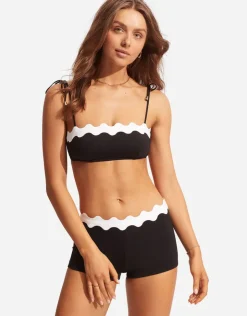 Seafolly Gia Ric Rac Boyleg Bikini Pant - Black Discount