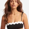 Seafolly Gia Ric Rac Bustier Bandeau Bikini Top - Black Discount