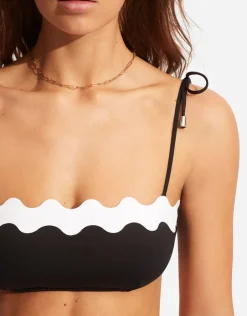 Seafolly Gia Ric Rac Bustier Bandeau Bikini Top - Black Discount