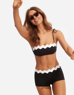 Seafolly Gia Ric Rac Bustier Bandeau Bikini Top - Black Discount
