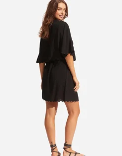 Seafolly Gia Scallop Kaftan - Black Hot