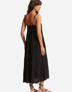 Seafolly Gia Scallop Midi Dress - Black Discount