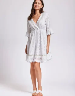 Iconique Giorgia 3/4 Sleeve Dress - White Discount