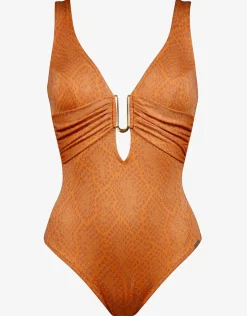 Maryan Mehlhorn Glance Banded Swimsuit - Metallic Apricot Best