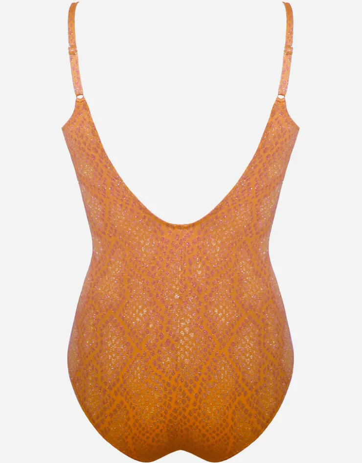 Maryan Mehlhorn Glance Ruched Underwired Swimsuit - Metallic Apricot Hot