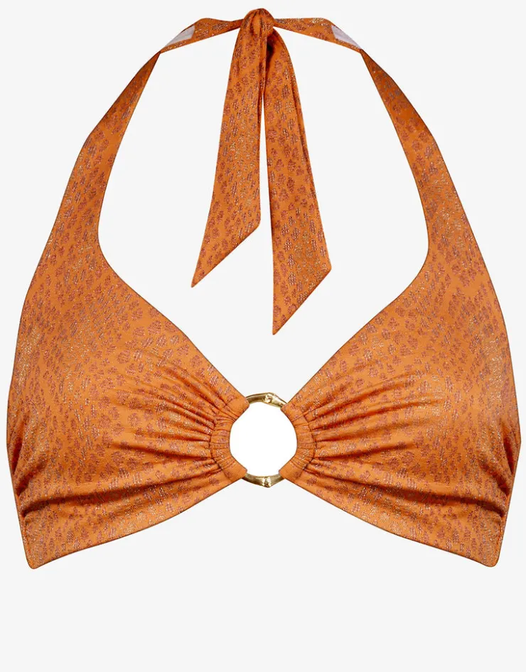 Maryan Mehlhorn Glance Underwired Halter Bikini Top - Metallic Apricot Discount