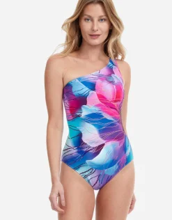 Gottex Golden Blossom One Shoulder Swimsuit - Multi Hot