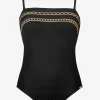 Charmline Golden Chain Bandeau Swimsuit - Black Sale
