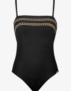 Charmline Golden Chain Bandeau Swimsuit - Black Sale
