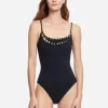 Gottex Golden Touch Round Neck Swimsuit - Black Hot