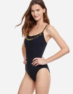 Gottex Golden Touch Round Neck Swimsuit - Black Hot