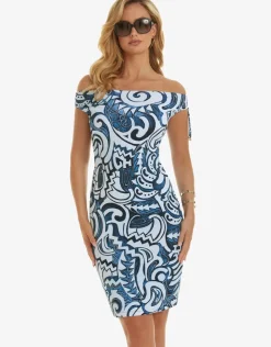 Roidal Graffiti Beach Dress - Blue and White Fashion