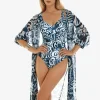 Roidal Graffiti Midi Length Beach Shirt - Blue and White Outlet