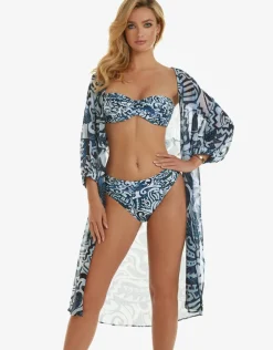 Roidal Graffiti Midi Length Beach Shirt - Blue and White Outlet