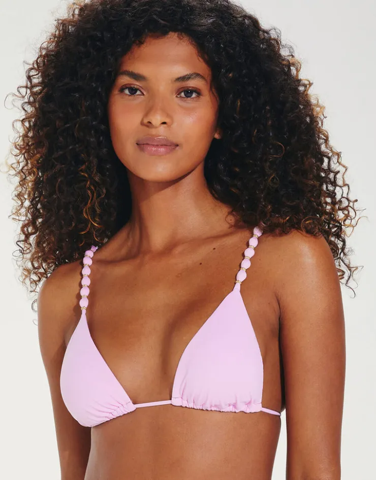 ViX Paula Hermanny Grenadine Beads Parallel Tri Bikini Top - Lilac Clearance
