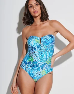 Tessy Haiti Bandeau Swimsuit - Turquoise Clearance