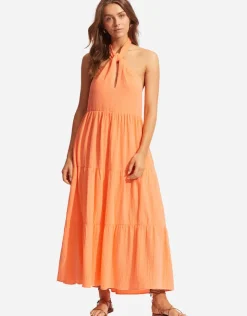 Seafolly Halter Neck Dress - Cantaloupe Hot