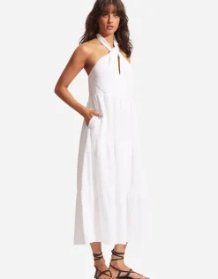 Seafolly Halter Neck Dress - White Fashion