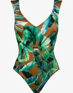 Maryan Mehlhorn Havana Wide Shoulder One Piece - Tobacco Tropics Discount