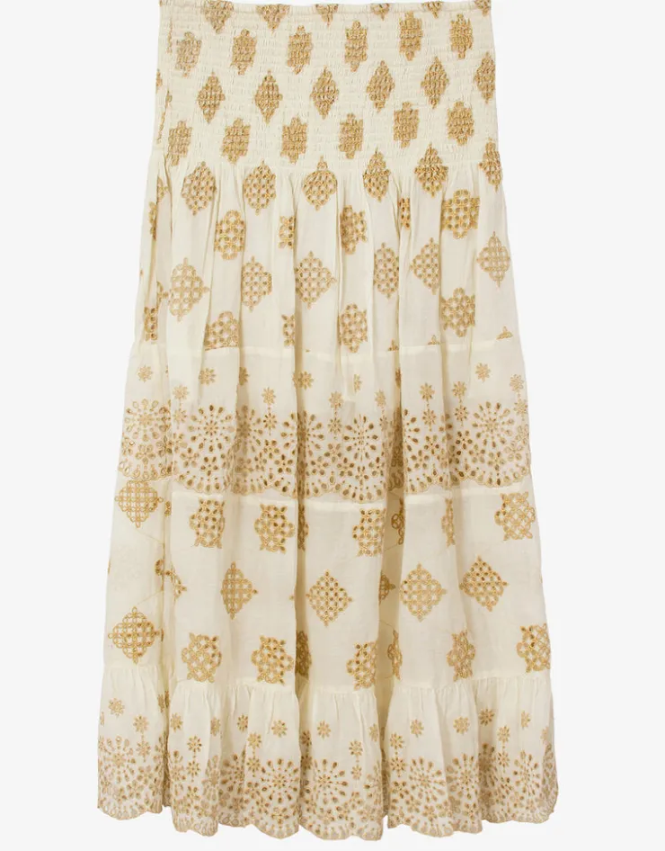 PQ Swim Haven Evie Smocked Cover Up - White/Gold Discount