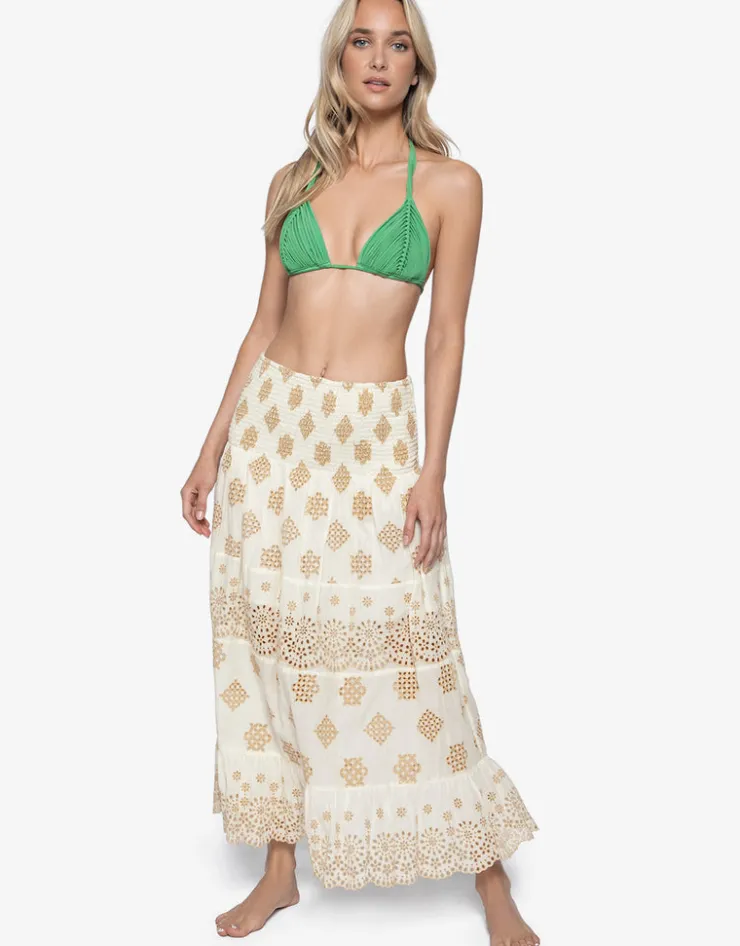 PQ Swim Haven Evie Smocked Cover Up - White/Gold Discount