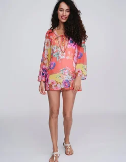 Pia Rossini Hawaii Mini Tunic - Pink Print Hot