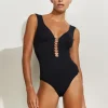 Maryan Mehlhorn Heroines Plunge Swimsuit - Black New