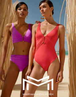 Maryan Mehlhorn Honesty Gathered Band Bikini Pant - Violet Hot