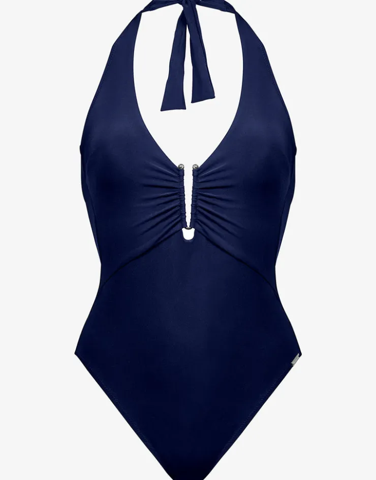 Maryan Mehlhorn Honesty Halter Swimsuit - Navy Blue New