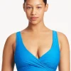 Sea Level Honeycomb Cross Front Multi-Fit Bikini Top - Capri Blue Clearance
