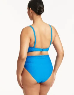 Sea Level Honeycomb Cross Front Multi-Fit Bikini Top - Capri Blue Clearance