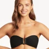 Sea Level Honeycomb U Bar Bandeau Bikini Top - Black Fashion