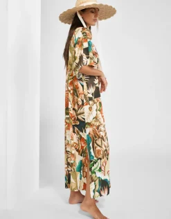 Maryan Mehlhorn Hypnotic Maxi Kaftan - Sepia Leaves Discount