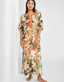Maryan Mehlhorn Hypnotic Maxi Kaftan - Sepia Leaves Discount