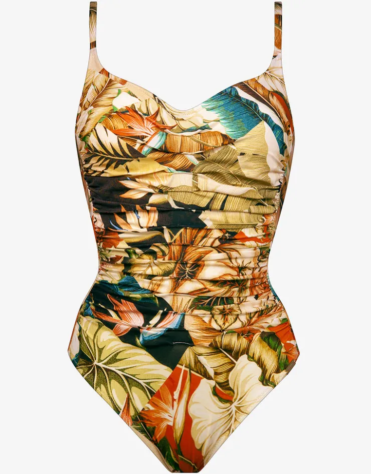 Maryan Mehlhorn Hypnotic Ruched Underwired Swimsuit - Sepia Leaves Best