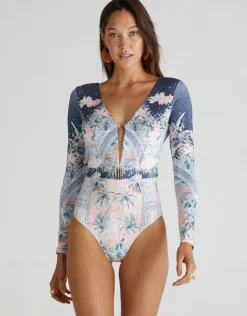 Aqua Blu Indianic Alexandra One Piece Swimsuit - Floral New